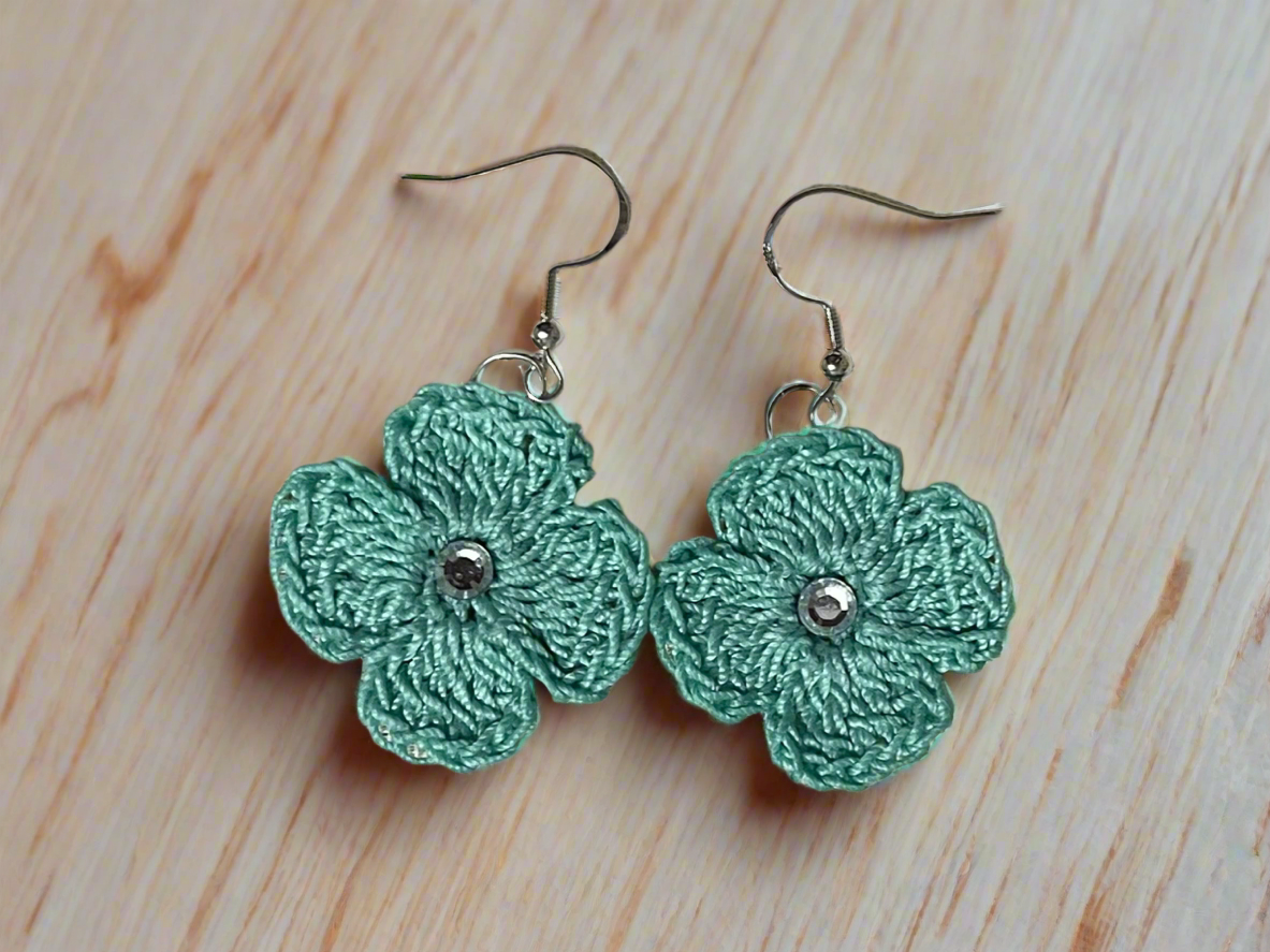 Sweet Spring Flower Crochet Earrings