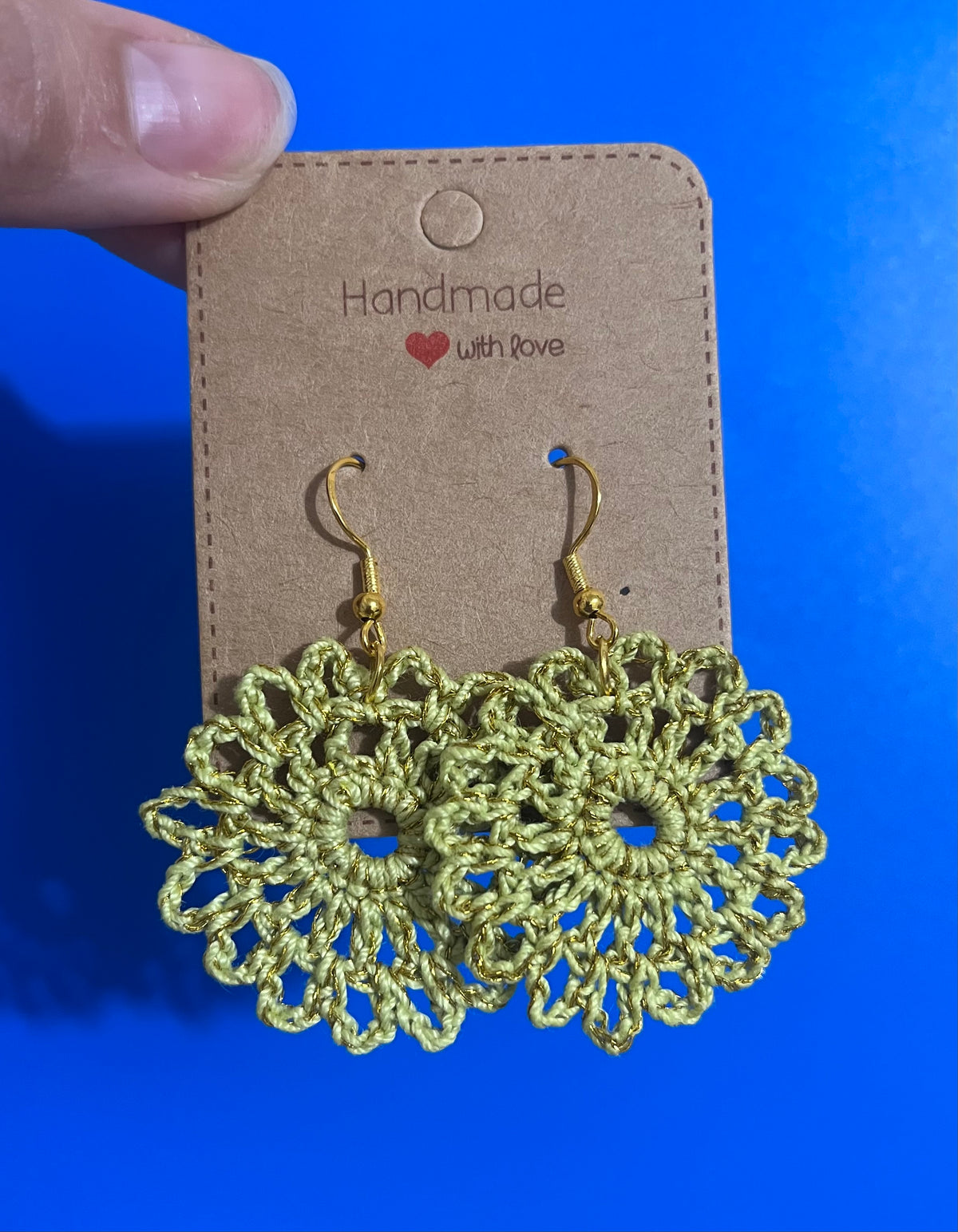 Crocheted Doily Style Earrings with silver plated hooks. Great for gifts