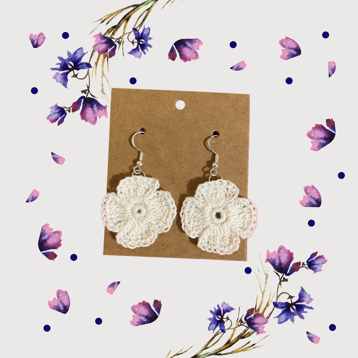 Sweet Spring Flower Crochet Earrings