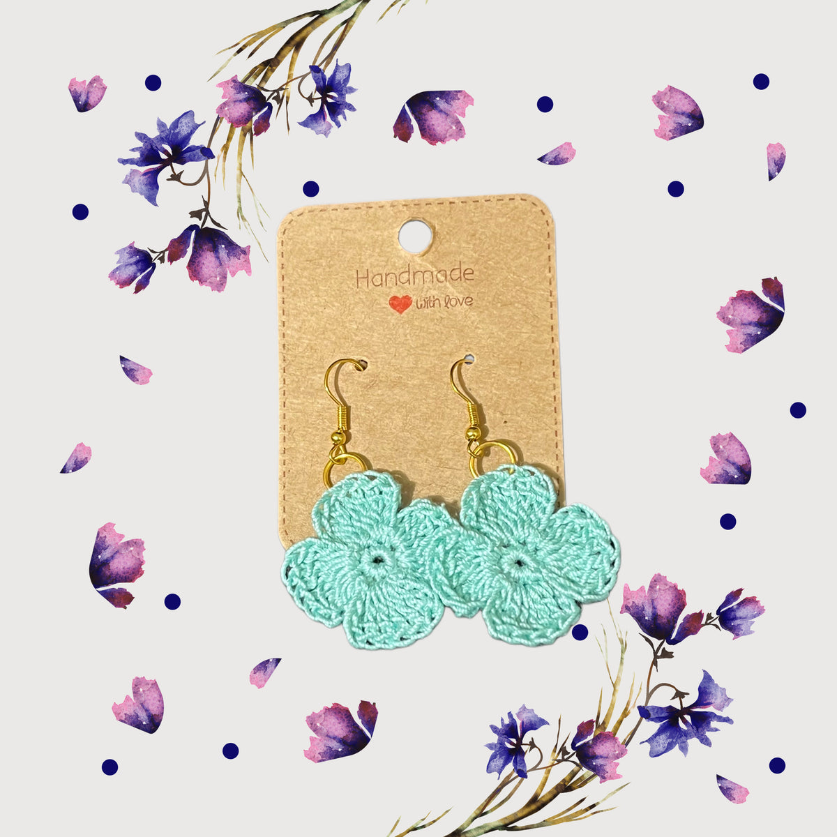 Sweet Spring Flower Crochet Earrings